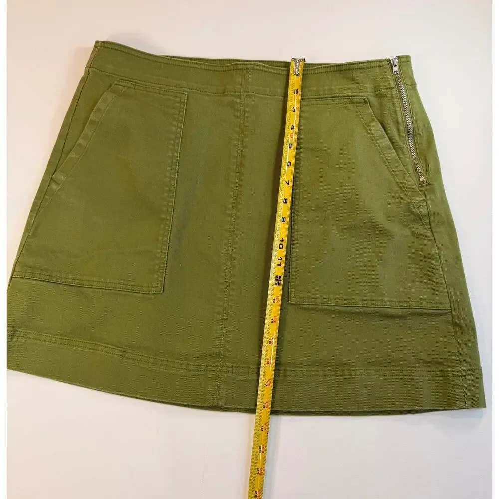 Free Assembly Olive Utility Denim Mini Skirt – Women’s Size 14